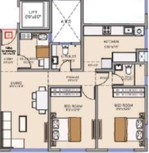 Floor plan of 3 BHK 924 Sq. Ft. Apartment in Varad Heights, Mumbai