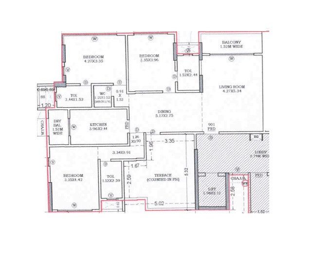 3 BHK 1311 Sq. Ft. Apartment in Vardhaman Devang Heights