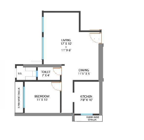 1 BHK 362 Sq. Ft. Apartment in Vardhaman Flora