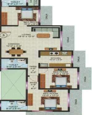 vardhaman flora apartment 3 bhk 960sqft 20205910125932