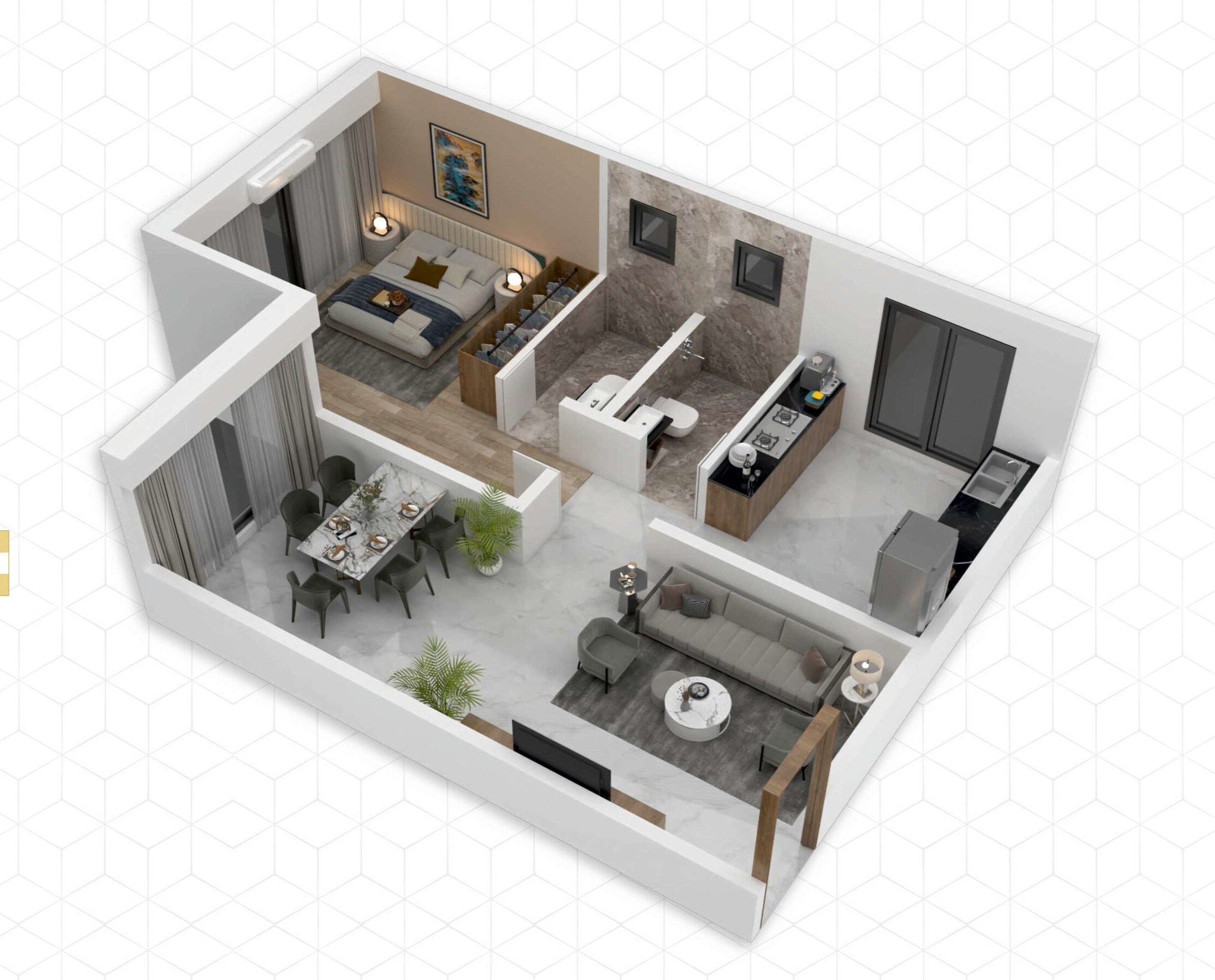 Floor plan of 1 BHK 552 Sq. Ft. Apartment in Vardhan Bliss, Mumbai