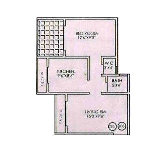 Floor plan of 1 BHK 503 Sq. Ft. Apartment in Vardhman Empire, Mumbai