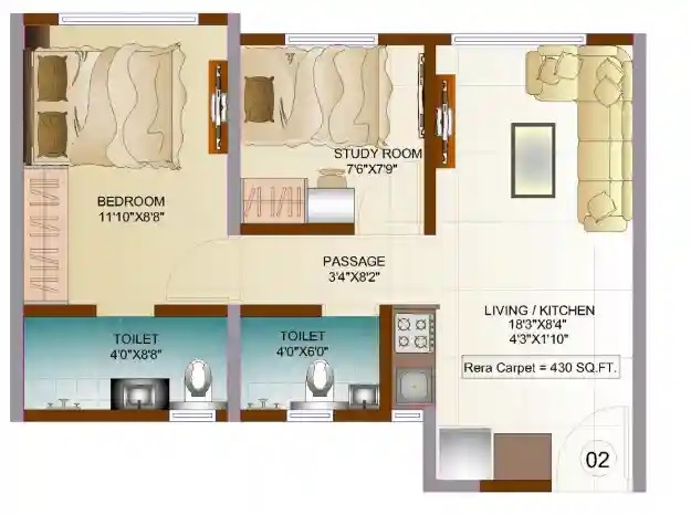 1 BHK 430 Sq. Ft. Apartment in Vardhman Flora Phase 2