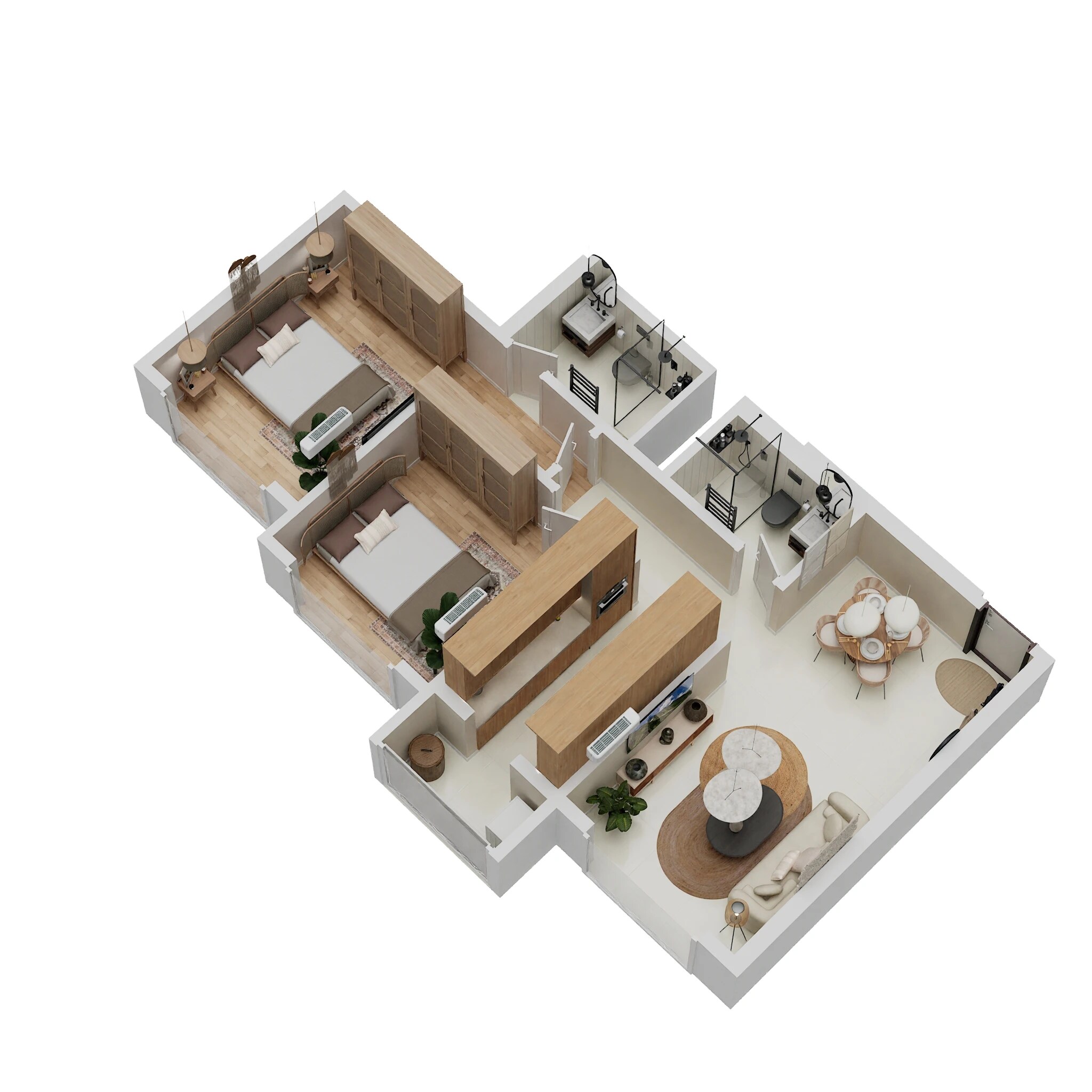Floor plan of 2 BHK 679 Sq. Ft. Apartment in Vaswani Avania, Mumbai