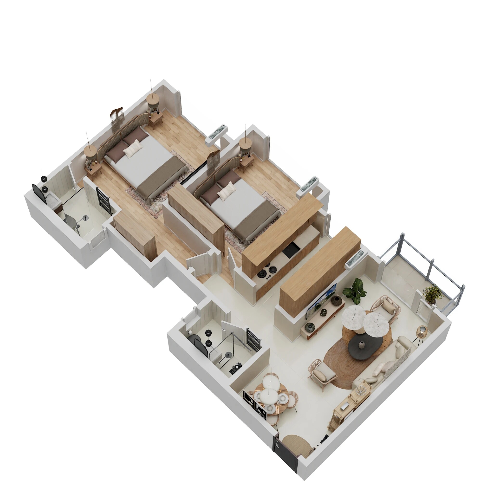 Floor plan of 2 BHK 713 Sq. Ft. Apartment in Vaswani Avania, Mumbai