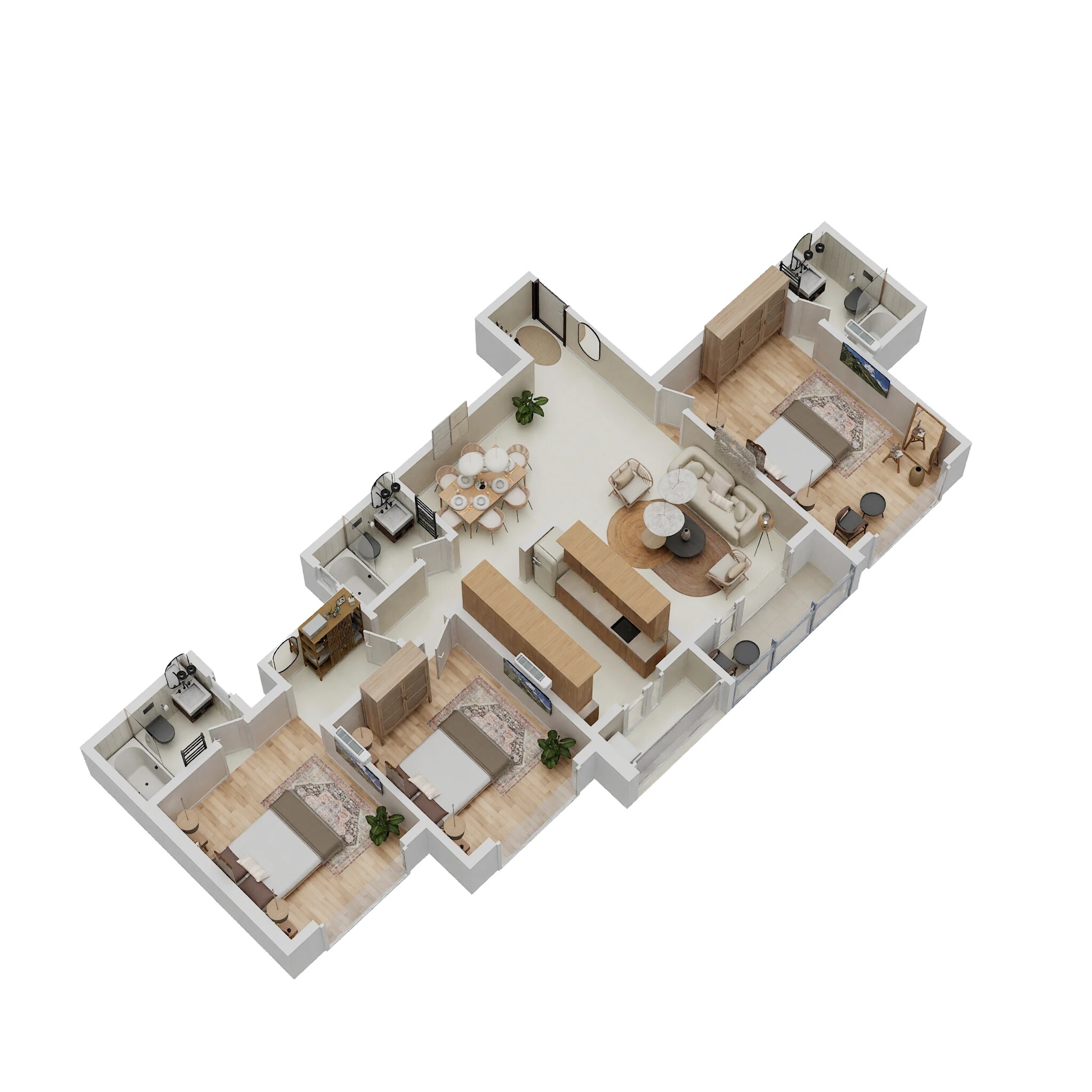 Floor plan of 3 BHK 1088 Sq. Ft. Apartment in Vaswani Avania, Mumbai