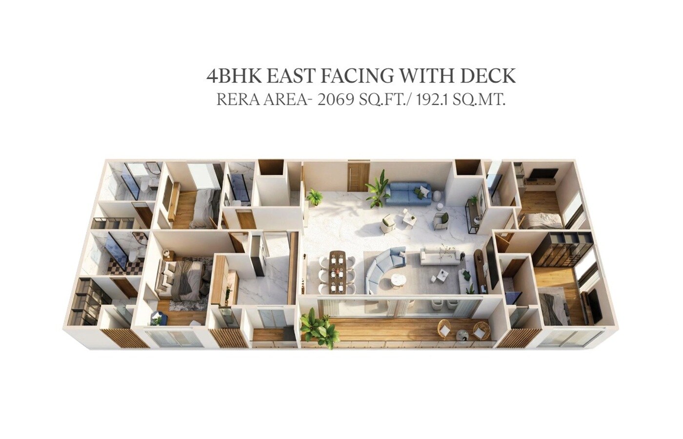 Floor plan of 4 BHK 2069 Sq. Ft. Apartment in Vaswani Seascape, Mumbai