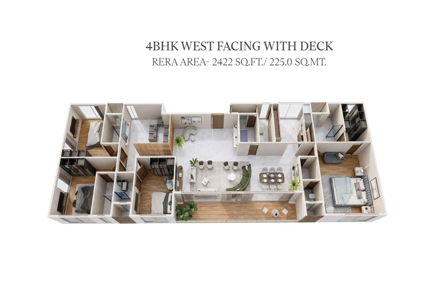 Floor plan of 4 BHK 2421 Sq. Ft. Apartment in Vaswani Seascape, Mumbai