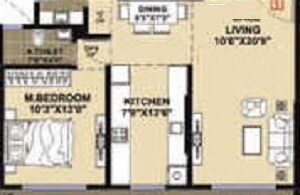 1 BHK 594 Sq. Ft. Apartment