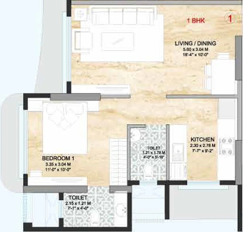 1 BHK 462 Sq. Ft. Apartment in Vayuputra Trident