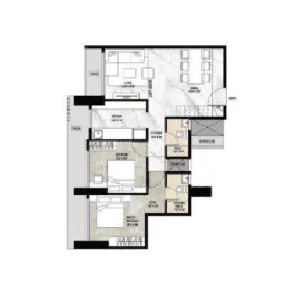 Floor plan of 2 BHK 813 Sq. Ft. Apartment in VDV The Altitude, Mumbai