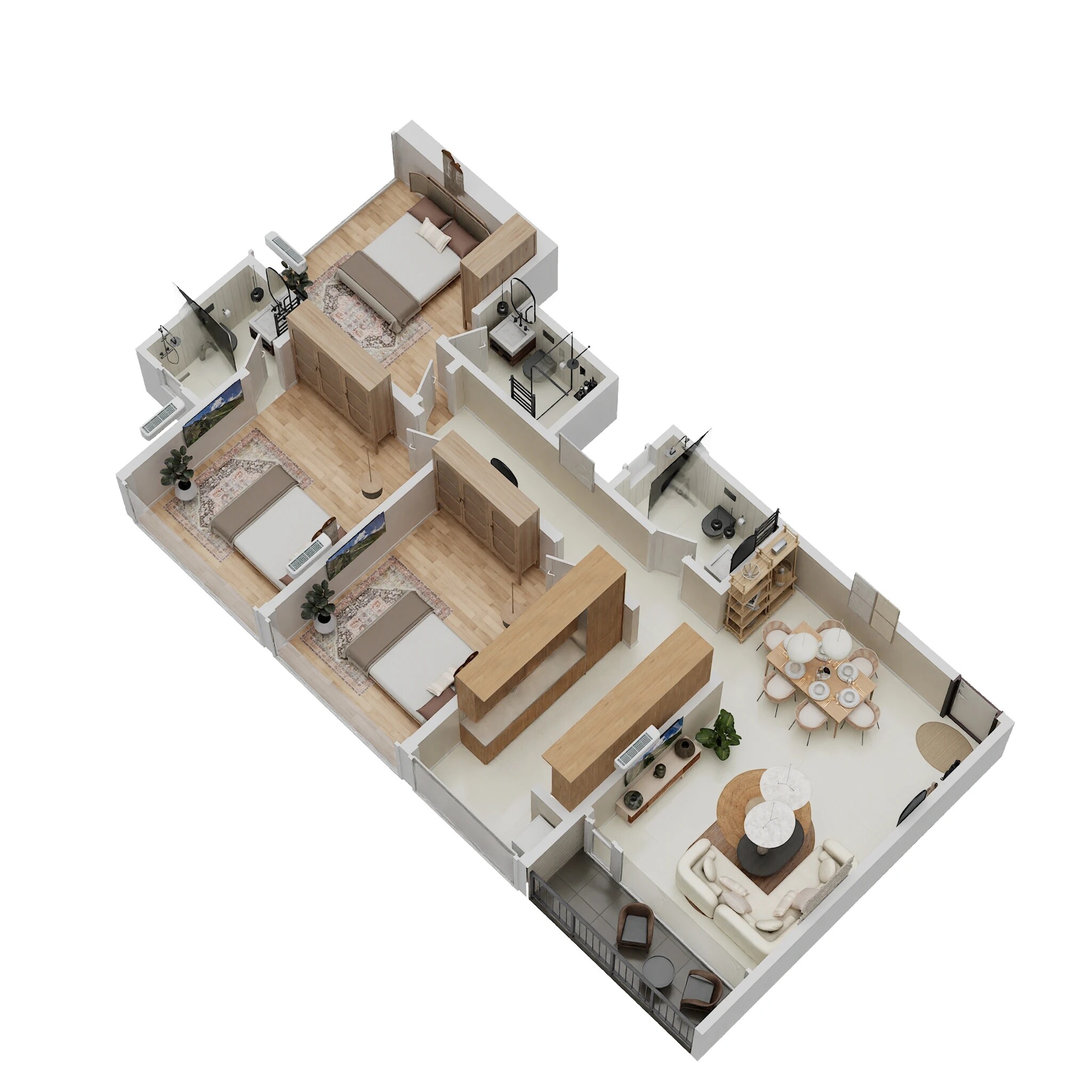 Floor plan of 3 BHK 999 Sq. Ft. Apartment in Veena Insignia, Mumbai