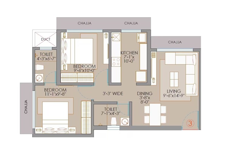 Other, veena-smart-homes 2 Bedroom 615 Sq.Ft. Apartment In Babrekar Nagar Mumbai 8759905