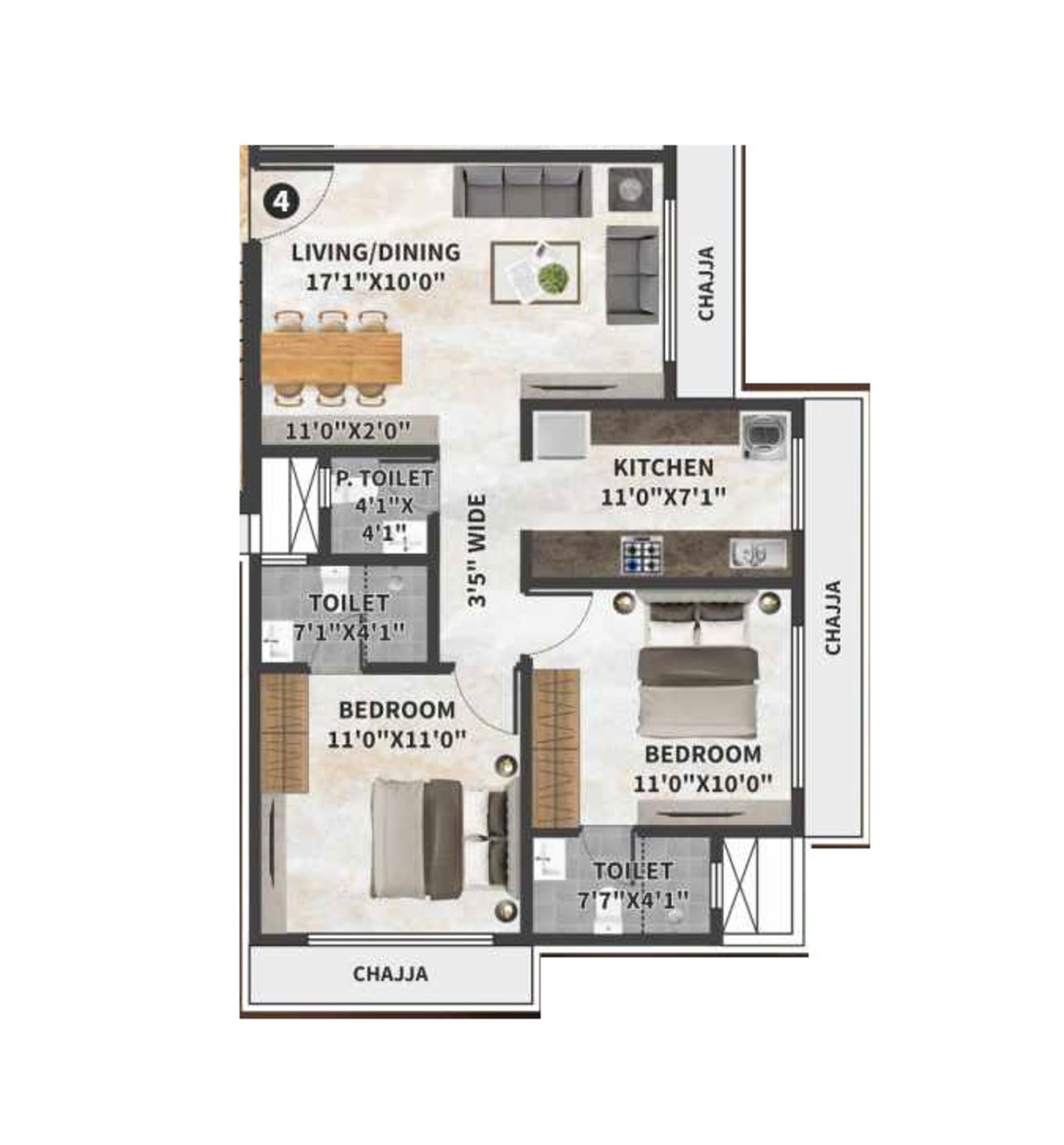 1 BHK 387 Sq. Ft. Apartment in VHS Sterling