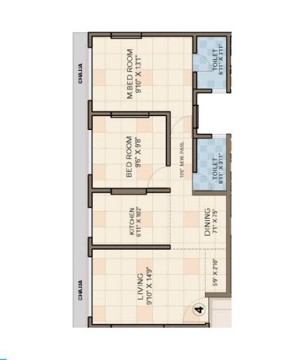 Floor plan of 2 BHK 758 Sq. Ft. Apartment in Vibha Anthurium, Mumbai