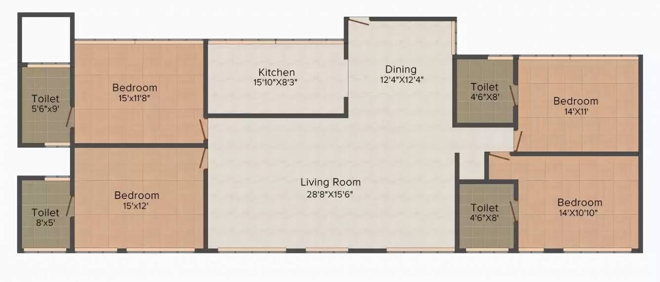 4 BHK 1750 Sq. Ft. Apartment