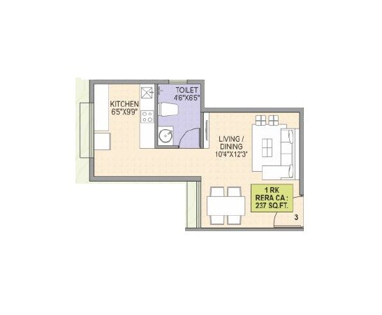 Floor plan of 237 Sq. Ft. Studio in Vighnaharta Aaradhya, Mumbai