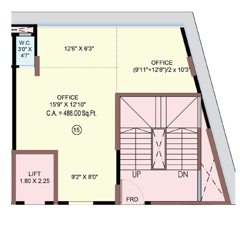 Floor plan of 488 Sq. Ft. Office Space in Vijayalaxmi 93 Palladian, Mumbai