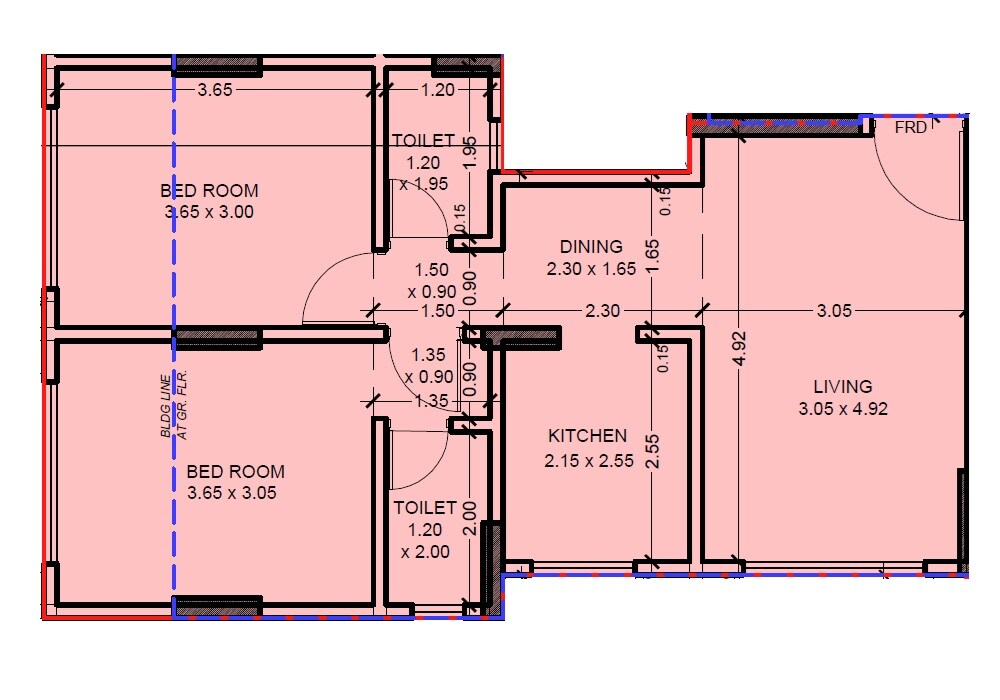 2 BHK 613 Sq. Ft. Apartment