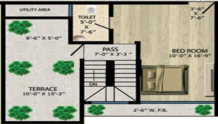 Floor plan of 1 BHK 467 Sq. Ft. Apartment in Vision Heights, Mumbai