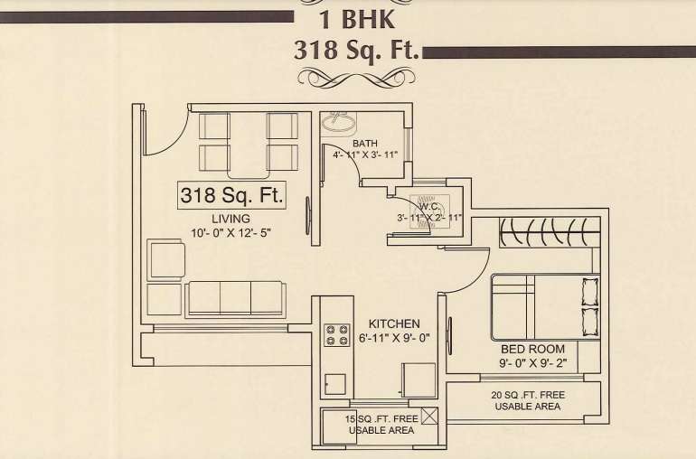 1 BHK 318 Sq. Ft. Apartment in VIVA Vishnupuram