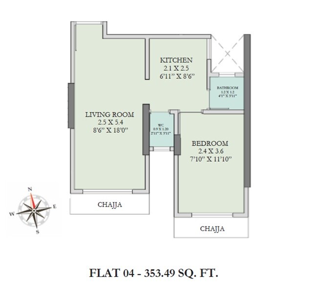 Floor plan of 1 BHK Apartment - 353 sq. ft. in VK Lal Hari Phase I, Mumbai