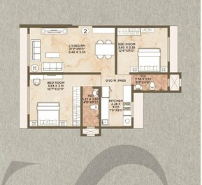 2 BHK 750 Sq. Ft. Apartment in VK Sky Estella