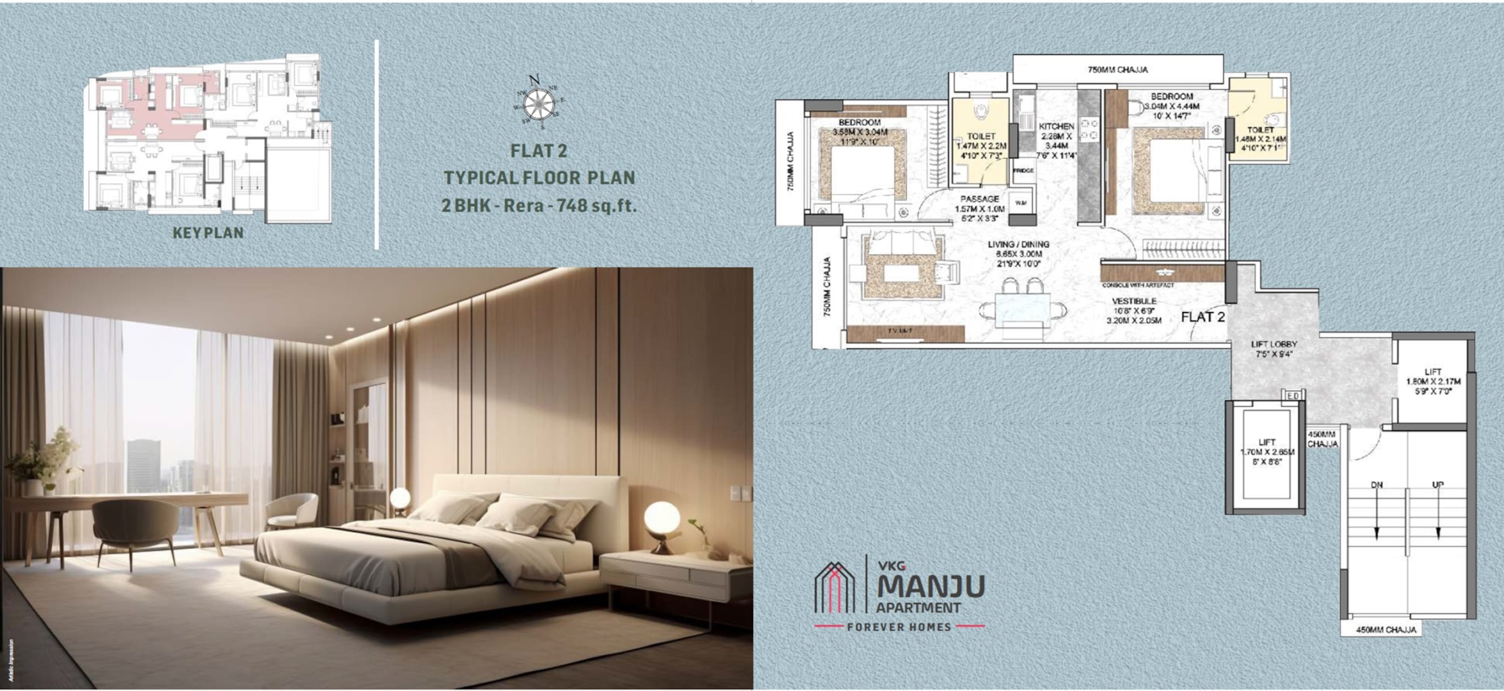 2 BHK 748 Sq. Ft. Apartment in VKG Manju Apartment CHS
