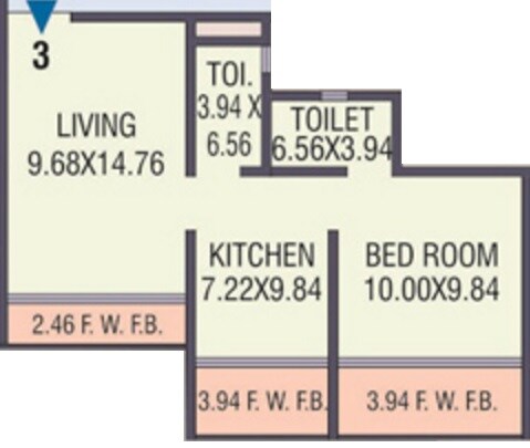 1 BHK 385 Sq. Ft. Apartment