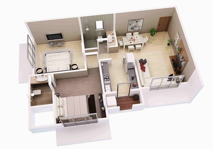 2 BHK 752 Sq. Ft. Apartment