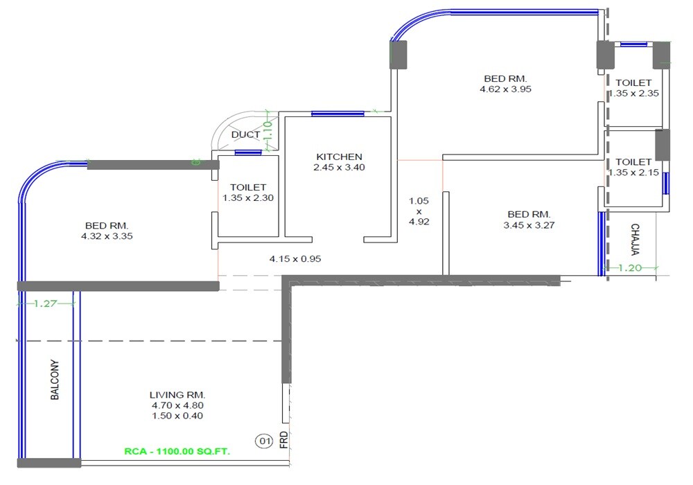 3 BHK 1109 Sq. Ft. Apartment