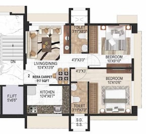 2 BHK 517 Sq. Ft. Apartment in Vraj Emerald 60