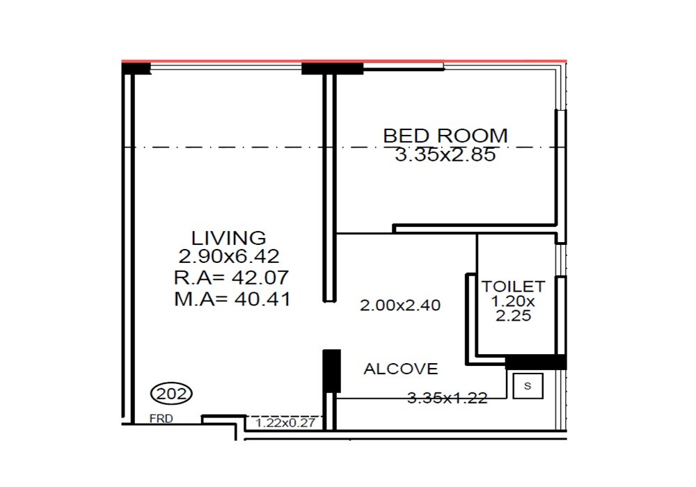 Floor plan of 1 BHK Apartment - 435 sq. ft. in Vruksh Prabhu Ashish CHS, Mumbai