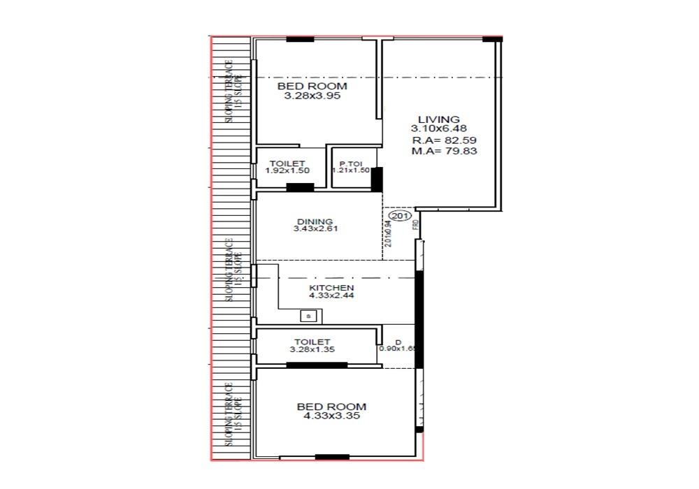 Floor plan of 2 BHK Apartment - 859 sq. ft. in Vruksh Prabhu Ashish CHS, Mumbai