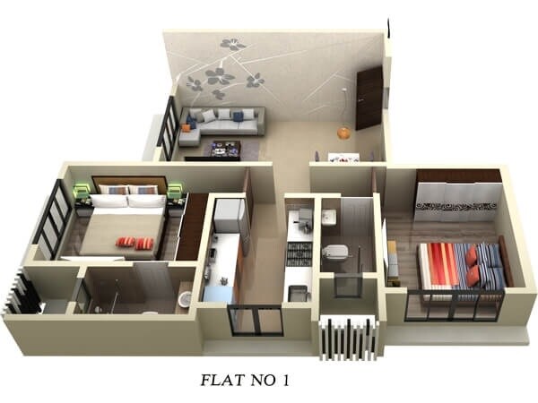 2 BHK 599 Sq. Ft. Apartment