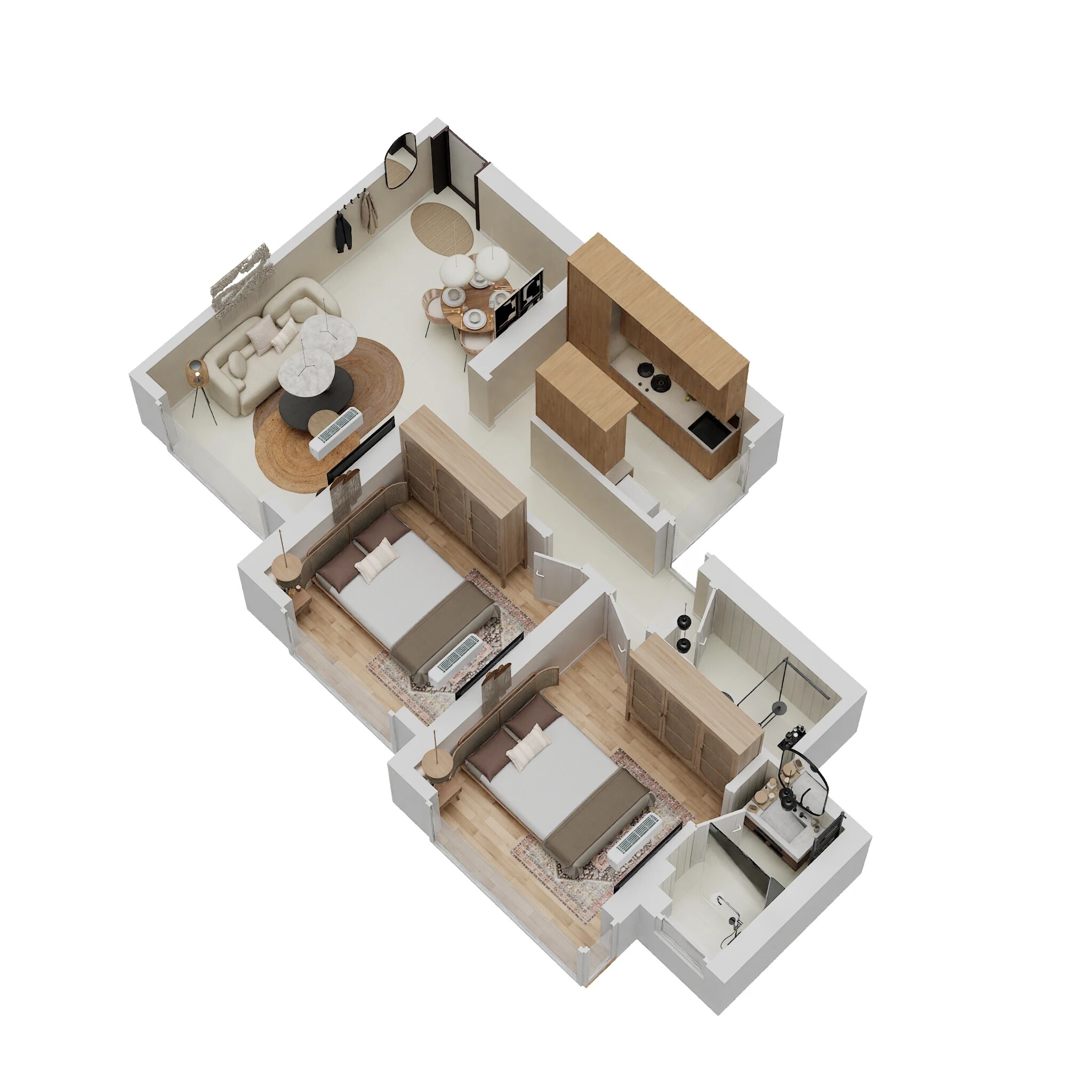 Floor plan of 2 BHK 584 Sq. Ft. Apartment in Wadhwa Atmosphere O2, Mumbai