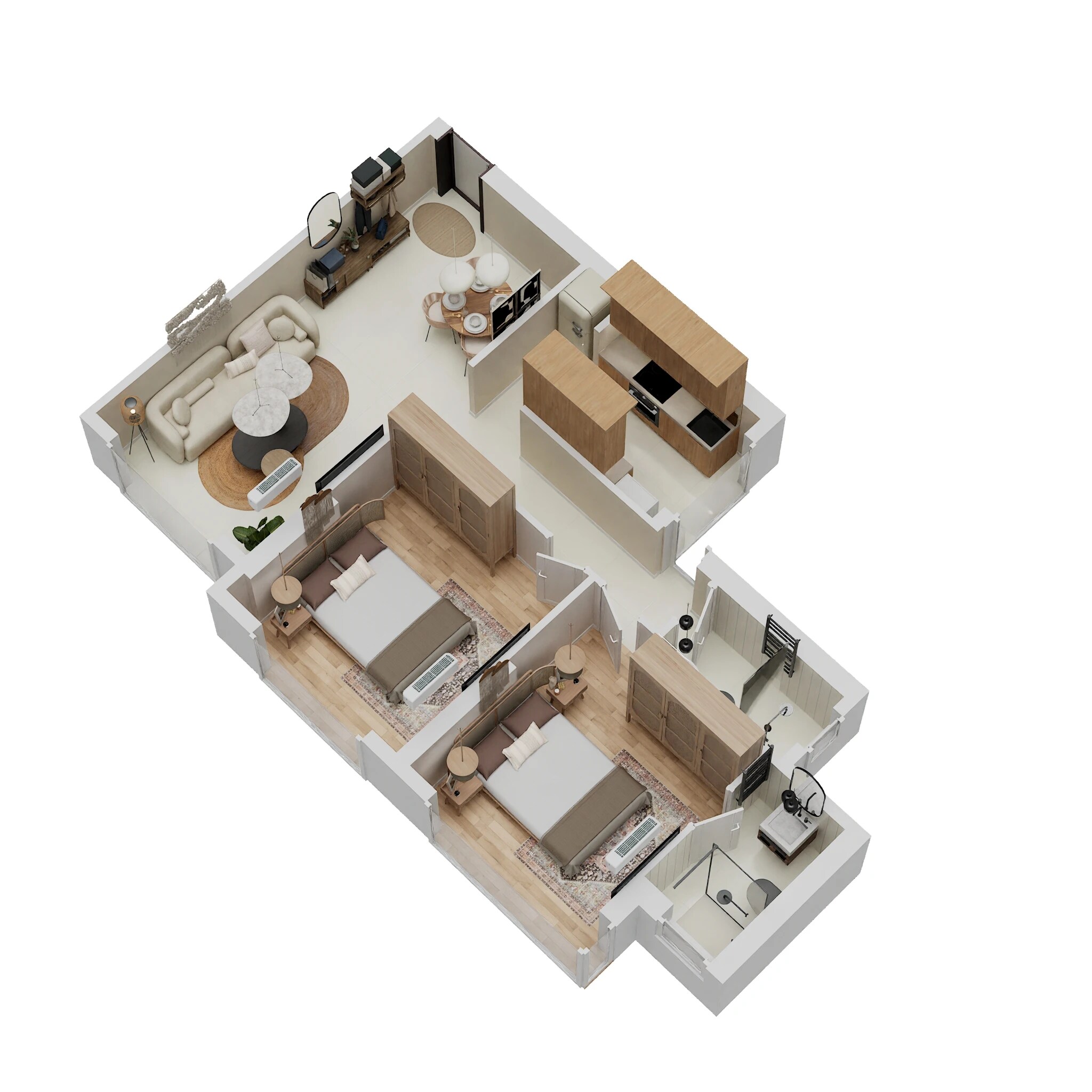 Floor plan of 2 BHK 680 Sq. Ft. Apartment in Wadhwa Atmosphere O2, Mumbai