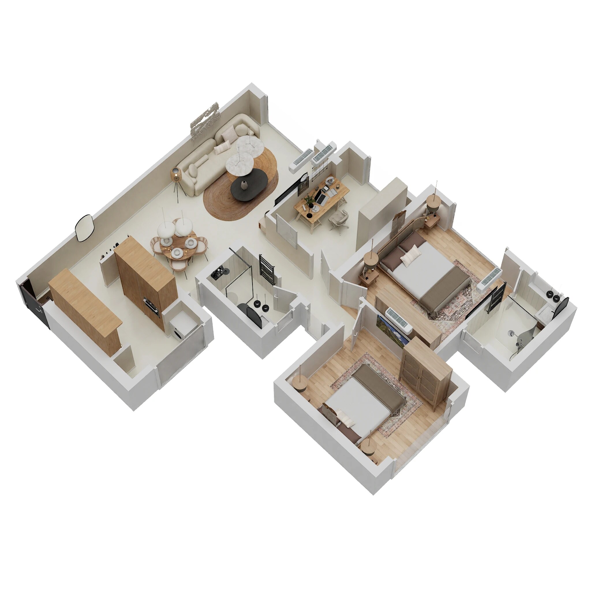 Floor plan of 3 BHK 756 Sq. Ft. Apartment in Wadhwa Atmosphere O2, Mumbai