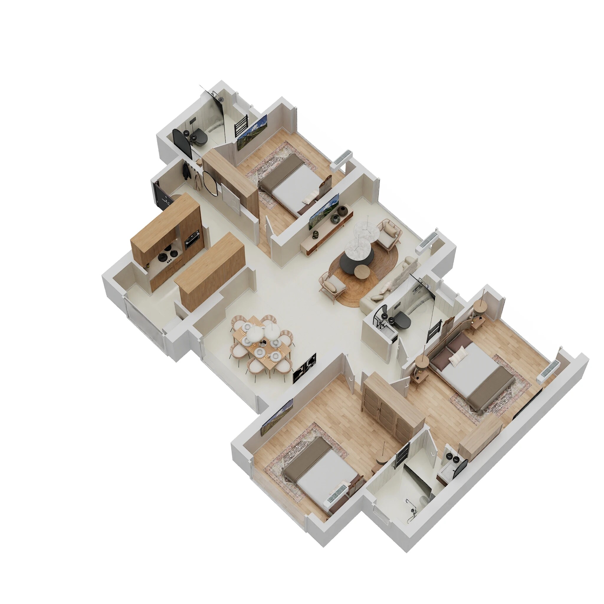Floor plan of 3 BHK 825 Sq. Ft. Apartment in Wadhwa Atmosphere O2, Mumbai