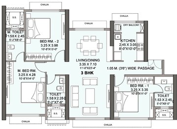  3 BHK Apartment at Wadhwa Atmosphere O2, Nahur Gaothan – for Rent