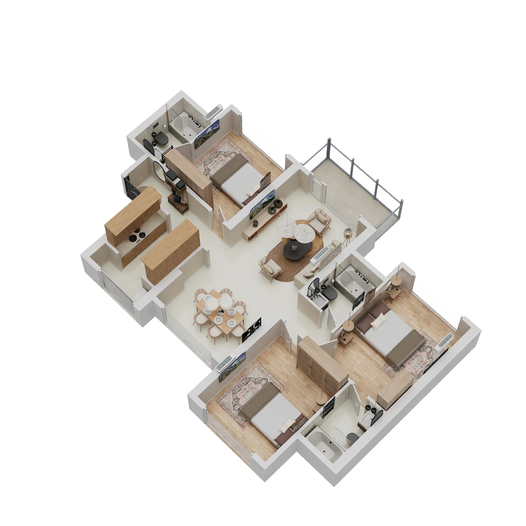 Floor plan of 3 BHK 854 Sq. Ft. Apartment in Wadhwa Atmosphere O2, Mumbai