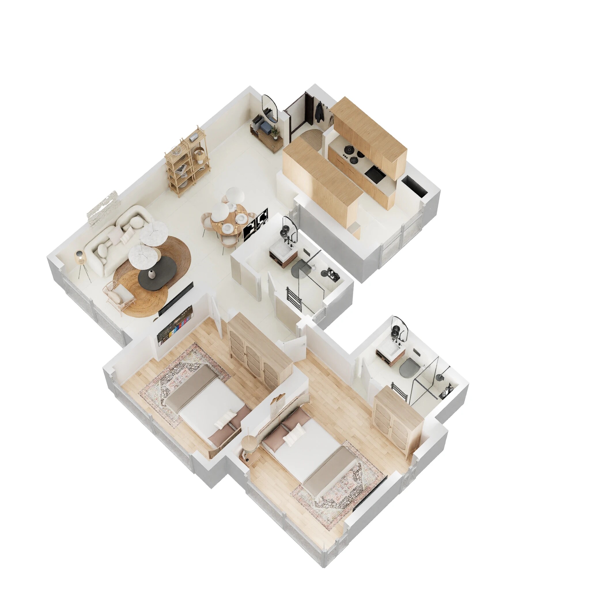Floor plan of 2 BHK 680 Sq. Ft. Apartment in Wadhwa TW Gardens, Mumbai