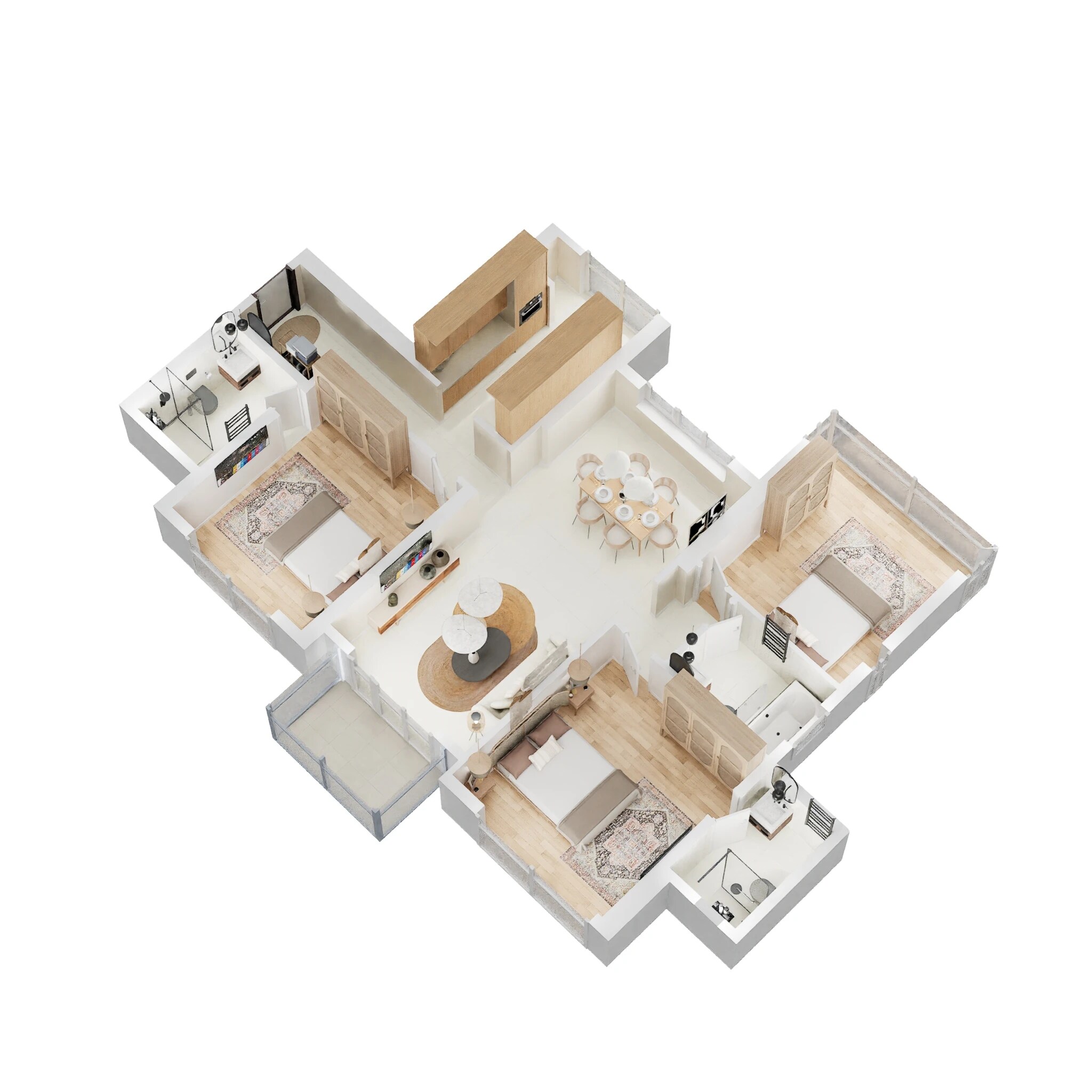 Floor plan of 3 BHK 1113 Sq. Ft. Apartment in Wadhwa TW Gardens, Mumbai