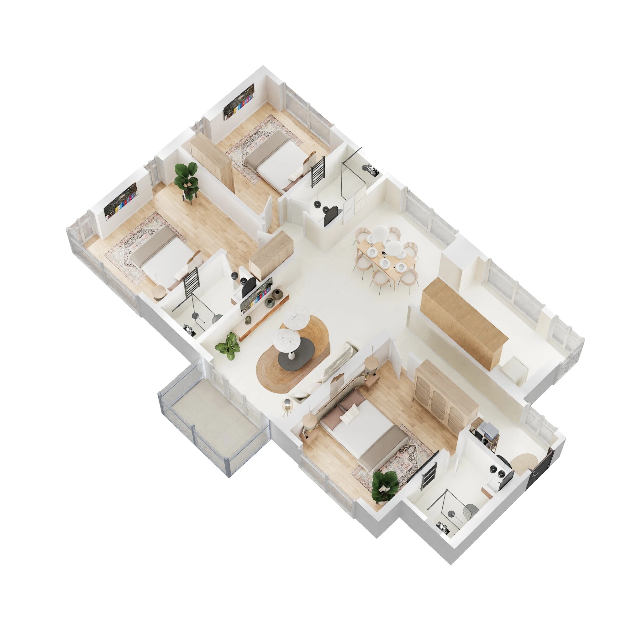 Floor plan of 3 BHK 1132 Sq. Ft. Apartment in Wadhwa TW Gardens, Mumbai