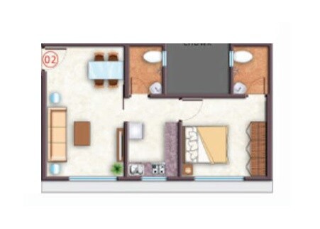 Floor plan of 1 BHK 269 Sq. Ft. Apartment in Western Rakhi Tower, Mumbai