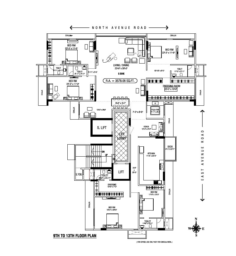 Floor plan of 5 BHK 3578 Sq. Ft. Apartment in Windermere Apartment, Mumbai