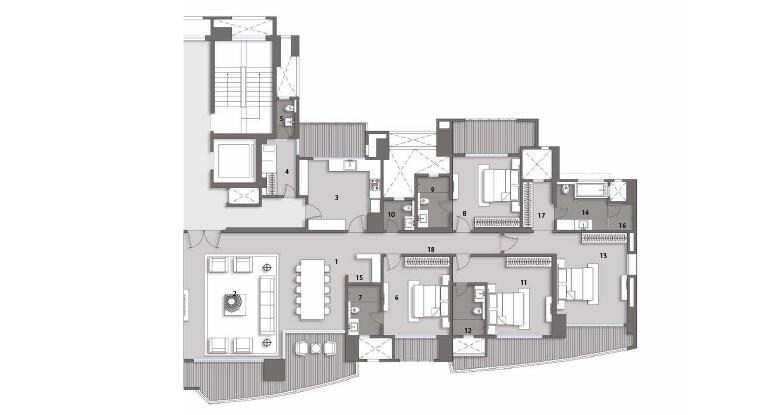 Floor plan of 4 BHK 3050 Sq. Ft. Apartment in Windsor Grande Residences, Mumbai