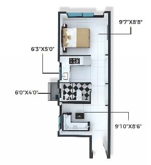 Floor plan of 1 BHK 251 Sq. Ft. Apartment in Xrbia Chembur Central Orchid D, Mumbai