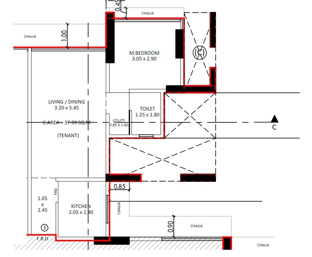Floor plan of 1 BHK 409 Sq. Ft. Apartment in Yash Mayuri, Mumbai