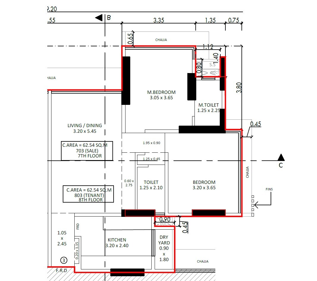 Floor plan of 2 BHK 673 Sq. Ft. Apartment in Yash Mayuri, Mumbai